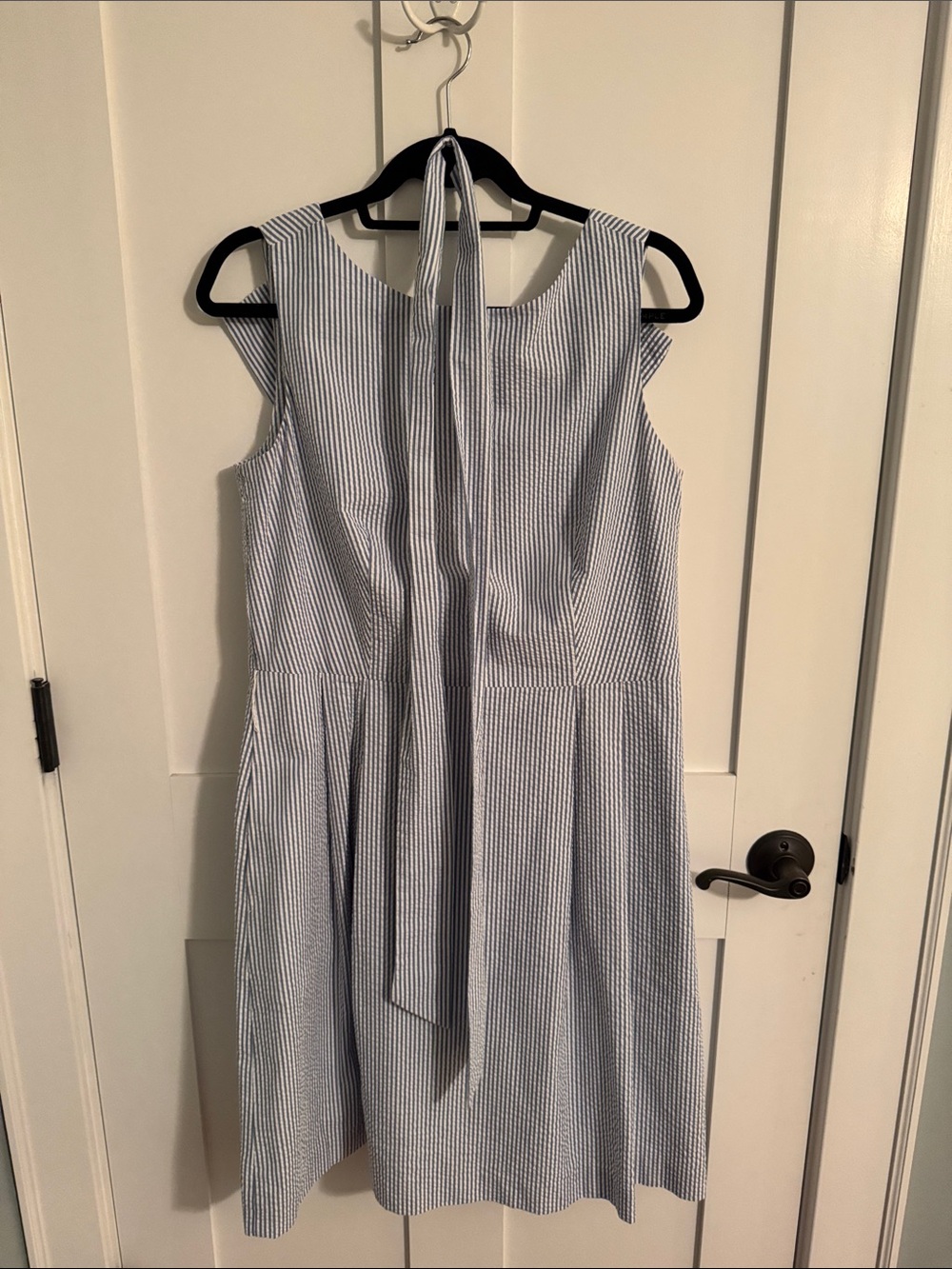 Anne Klein Blue and White Striped Tie-Neck Sundress